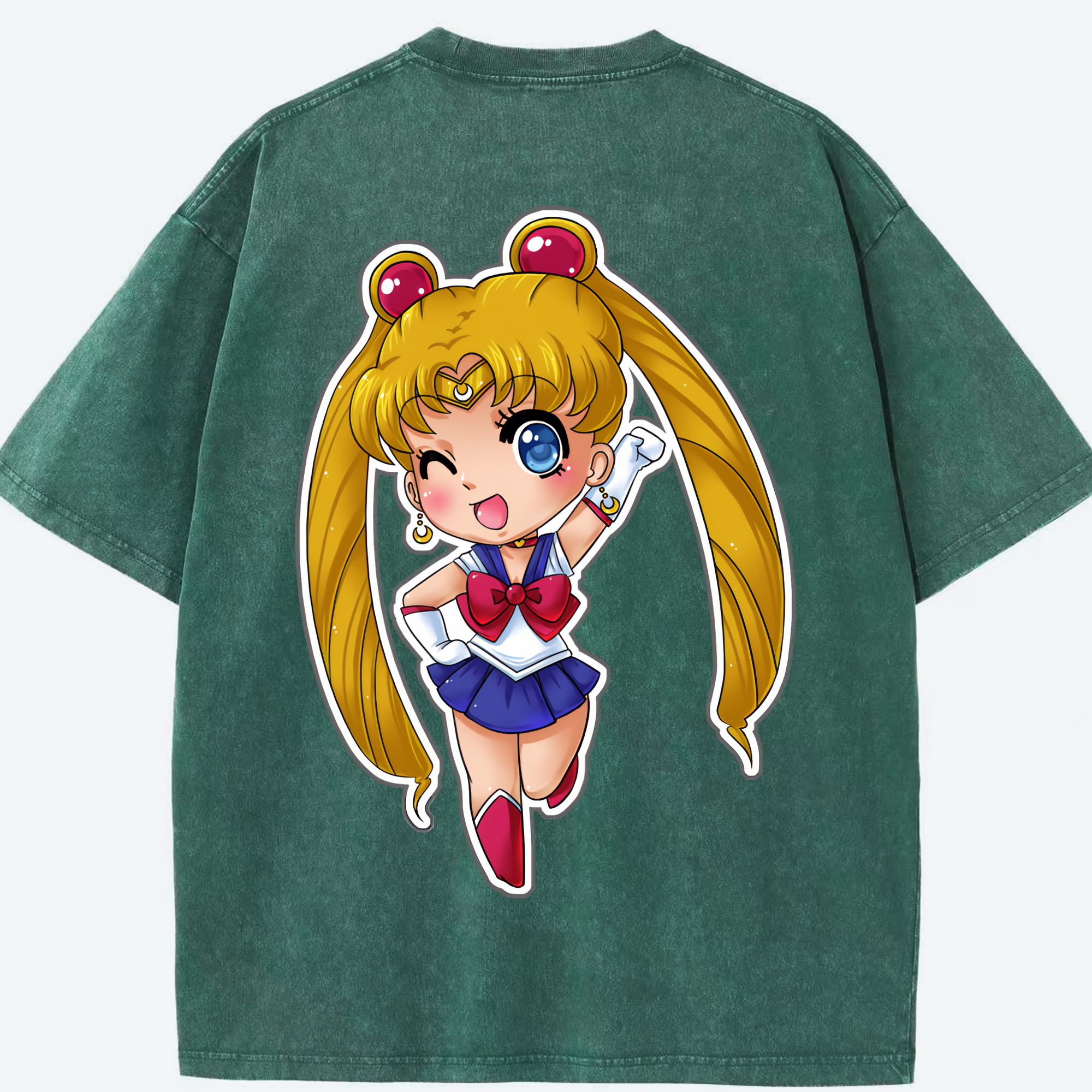 （画像用） 美少女戦士セーラームーン 月野 うさぎ つきの うさぎ Sailor Moon Tsukino Usagi 綿100% ヴィンテージ風 半袖Tシャツ（背面プリント）